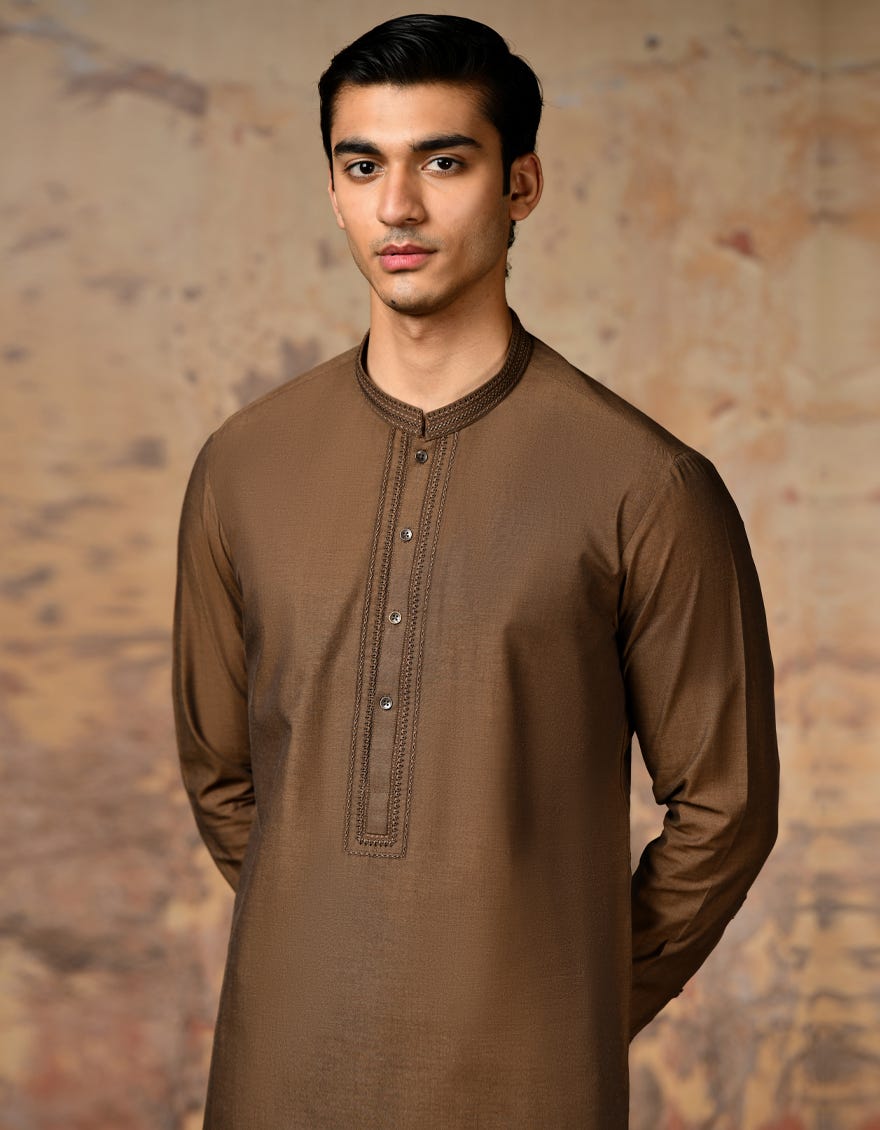 Rust Cvc Men's Kameez Shalwar | Jjks-S-37829
