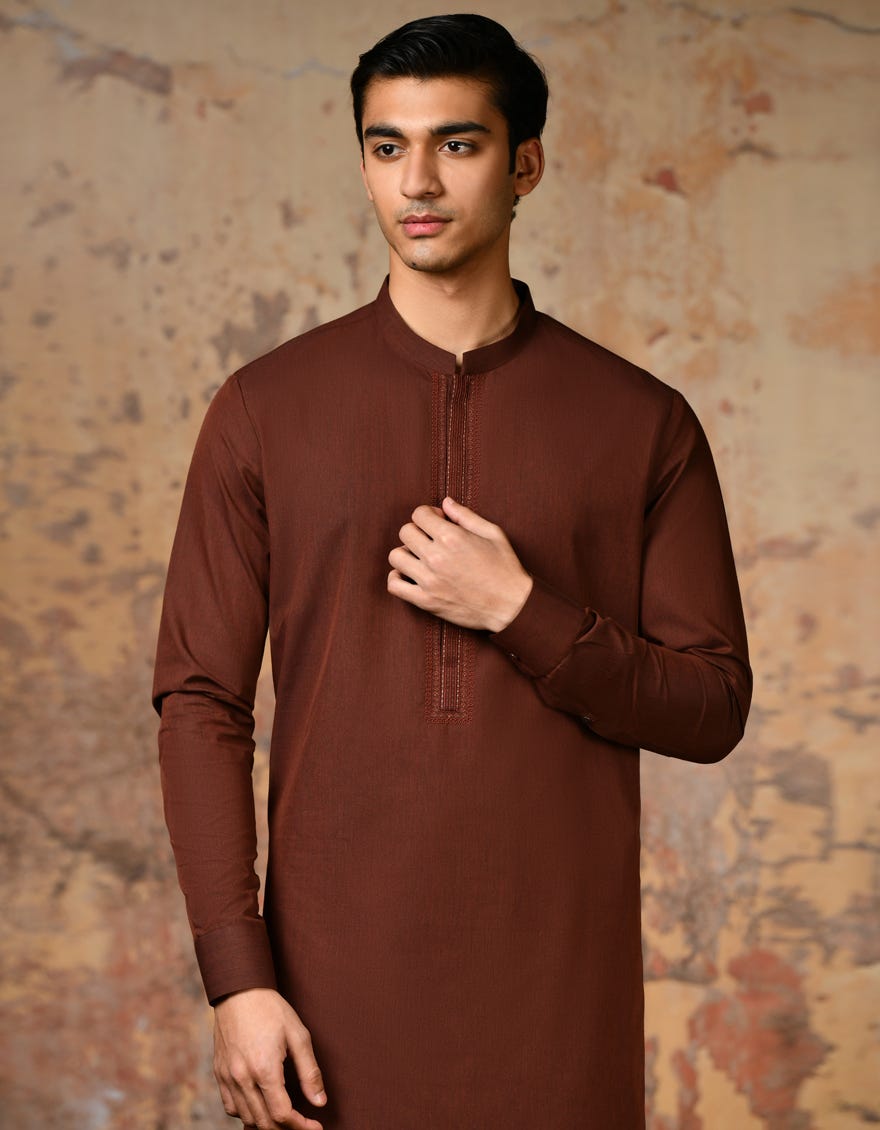 Maroon Cvc Men's Kameez Shalwar | Jjks-S-37831
