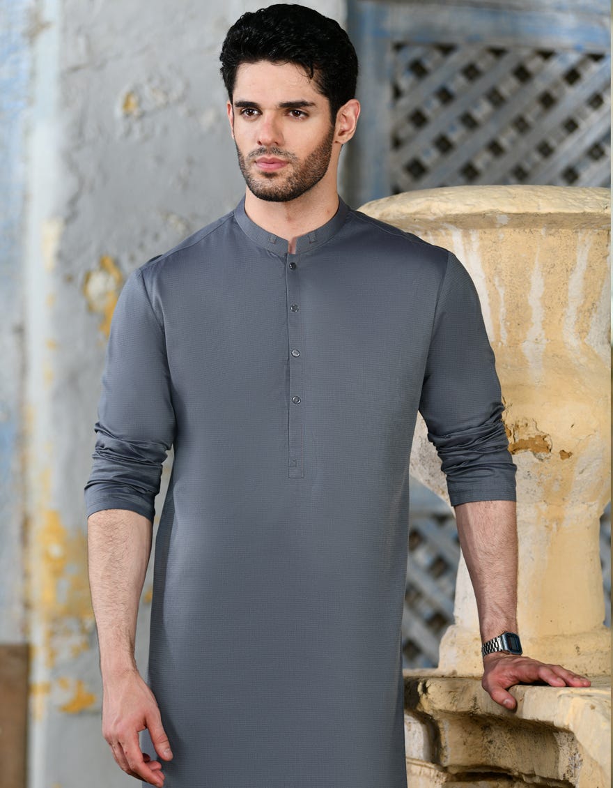 Dull Grey Cotton Men's Kurta | Jjk-A-37850