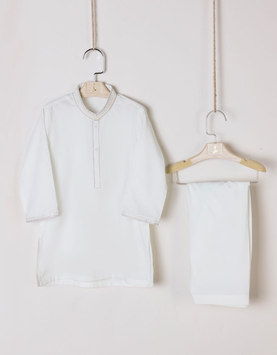 Off White Polyester Kameez Shalwar | Jjiks-S-38223