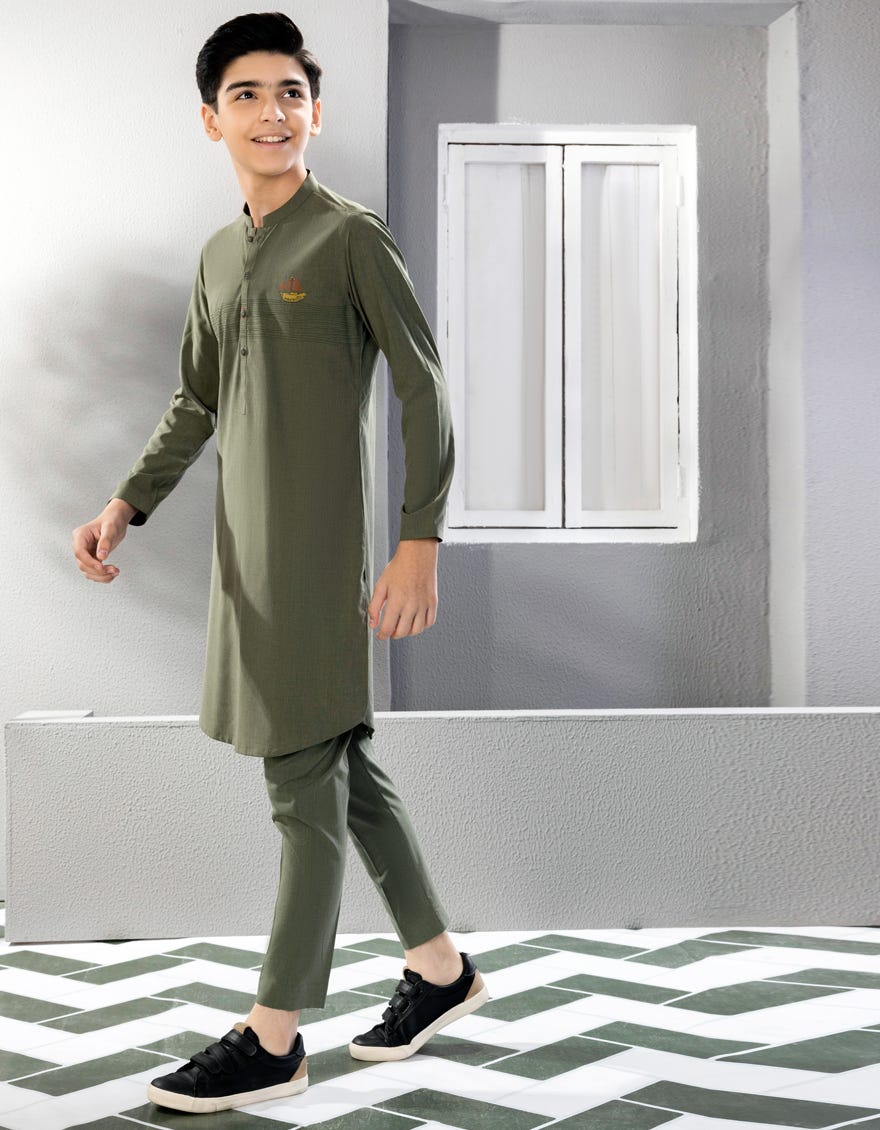 Green Blended Kurta Pajama | Jckp-S-38639