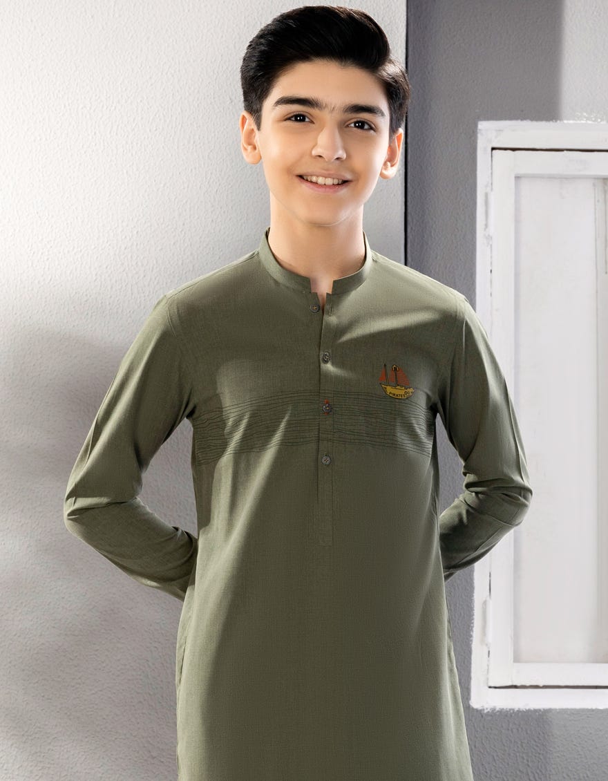 GREEN BLENDED KURTA PAJAMA | JCKP-S-38639