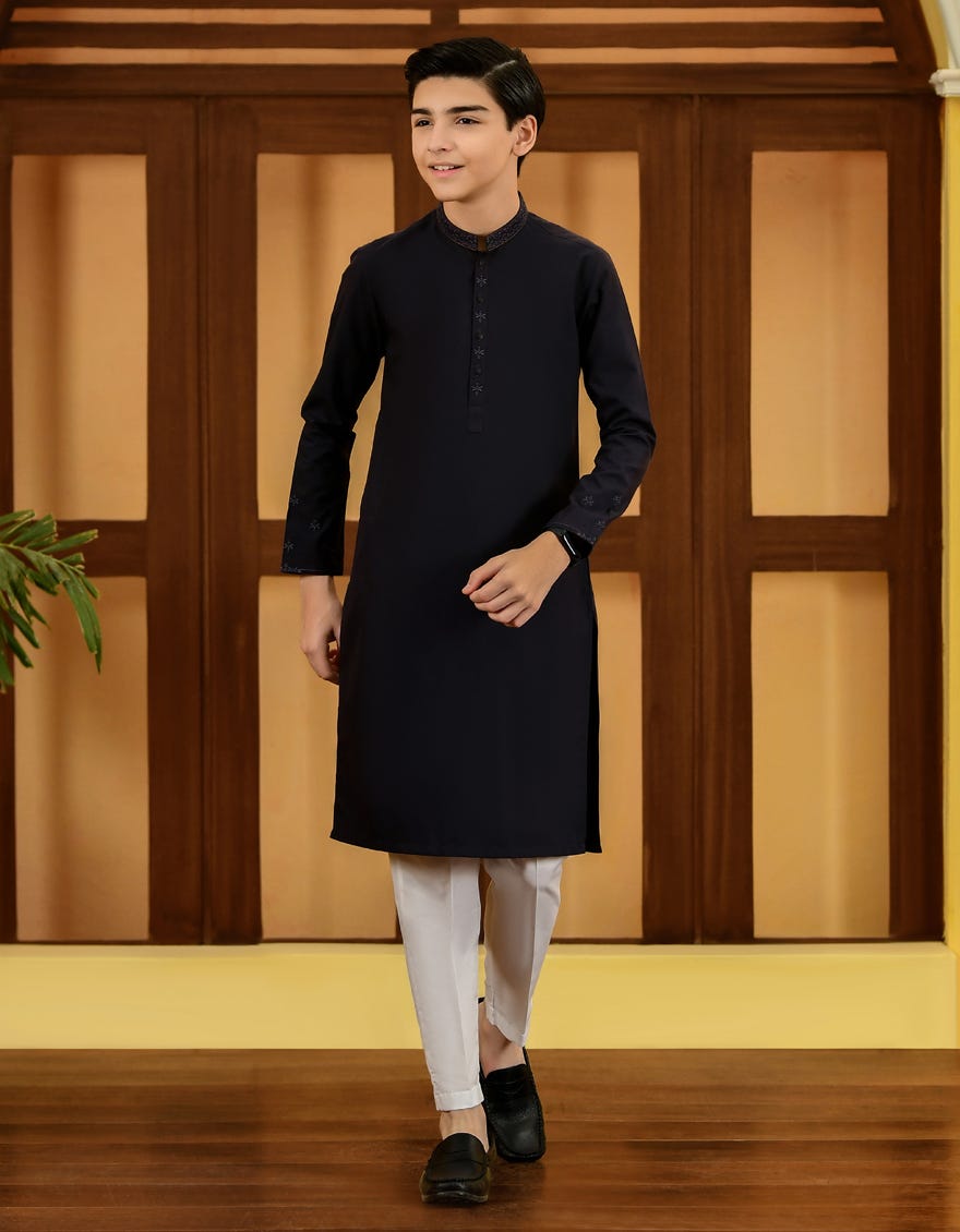 Deep Purple Blended Kid's Kurta | Jck-A-38658