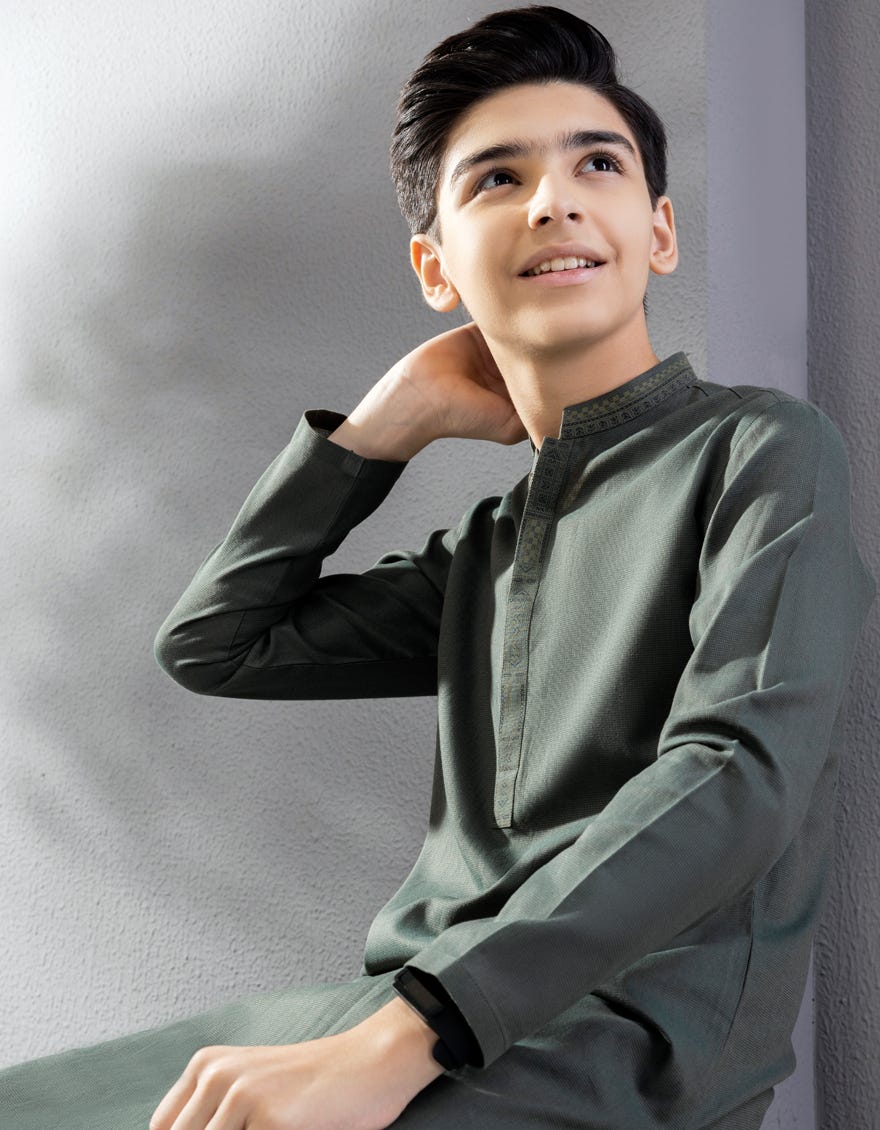 DARK GREEN COTTON KURTA PAJAMA | JCKP-A-38667