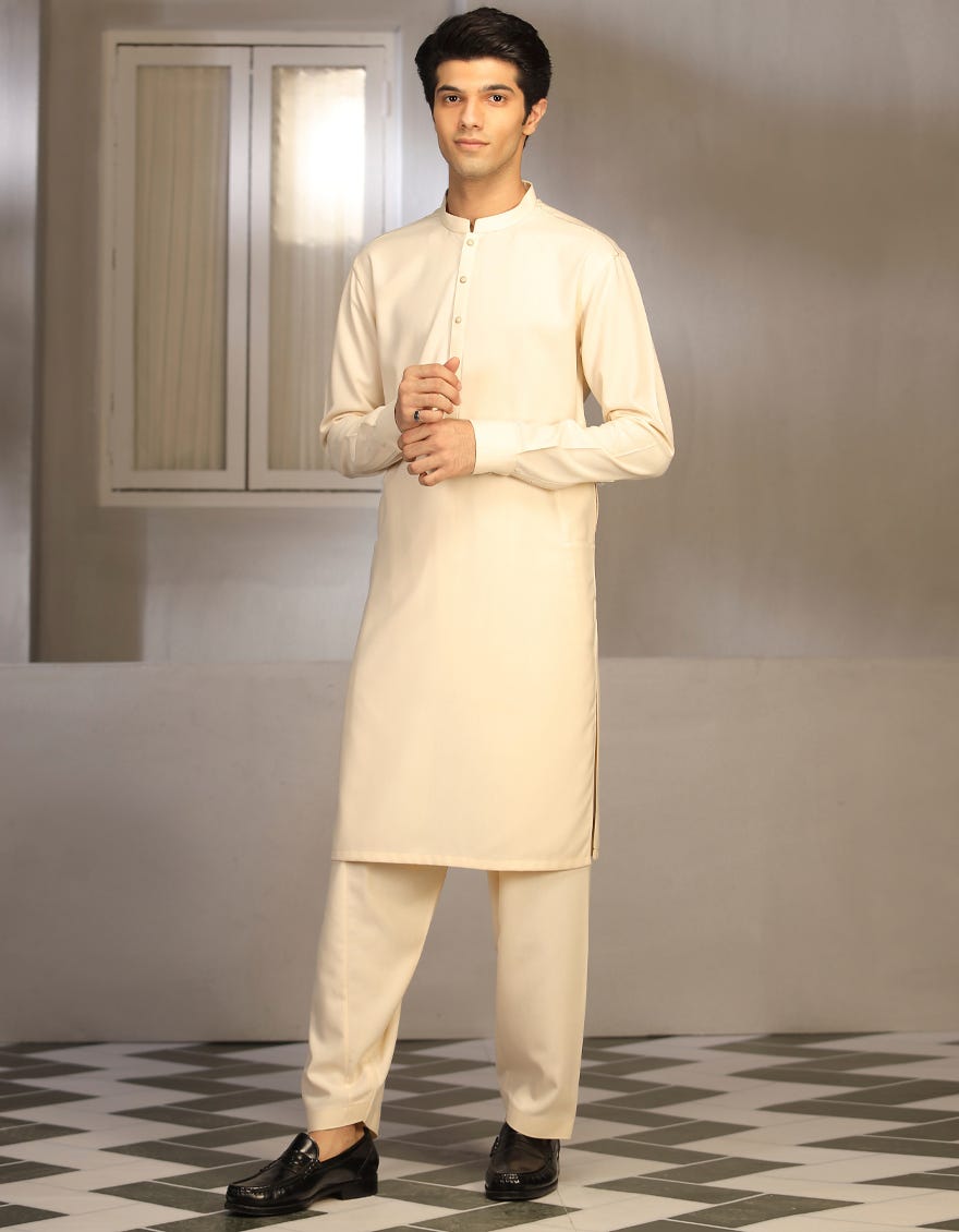 Yellow Blended Teen Boy's Kameez Shalwar | Jtks-W-38674