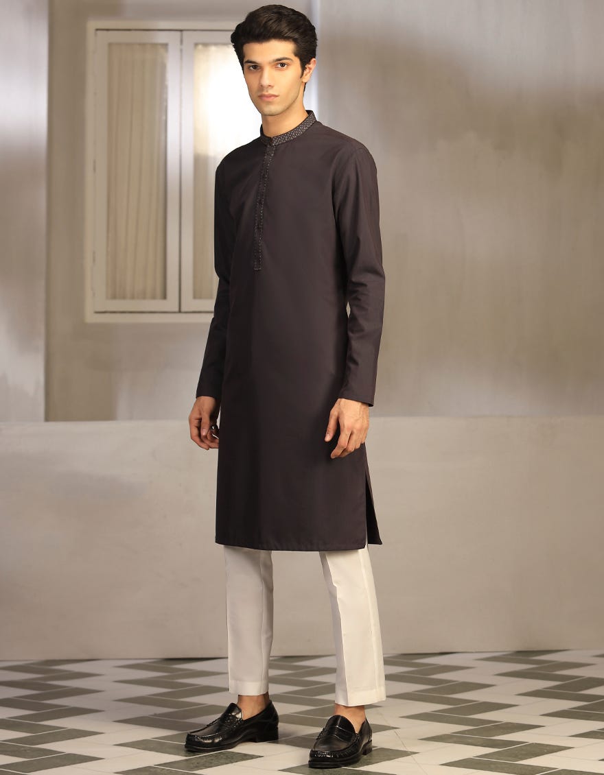 Deep Purple Blended Teen Boy's Kurta | Jtk-A-38677