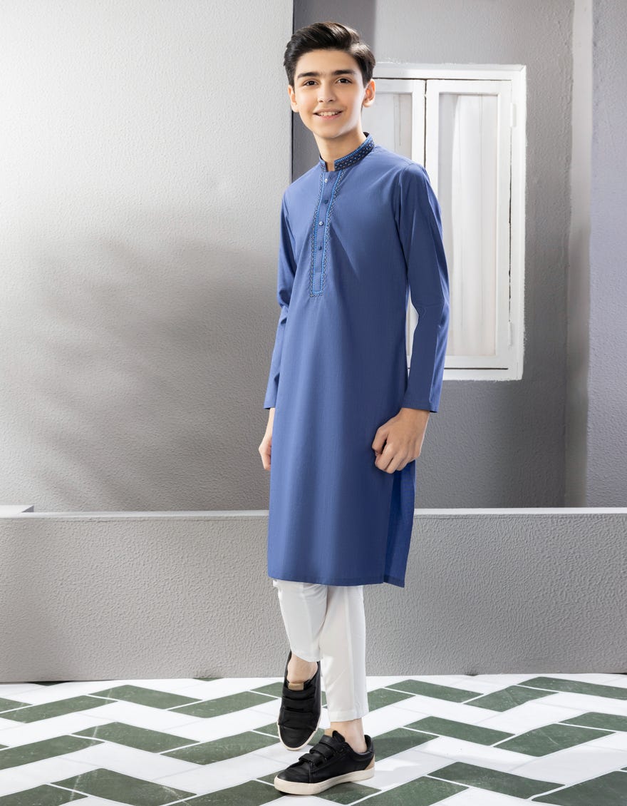Denim Blended Kid's Kurta | Jck-A-38684