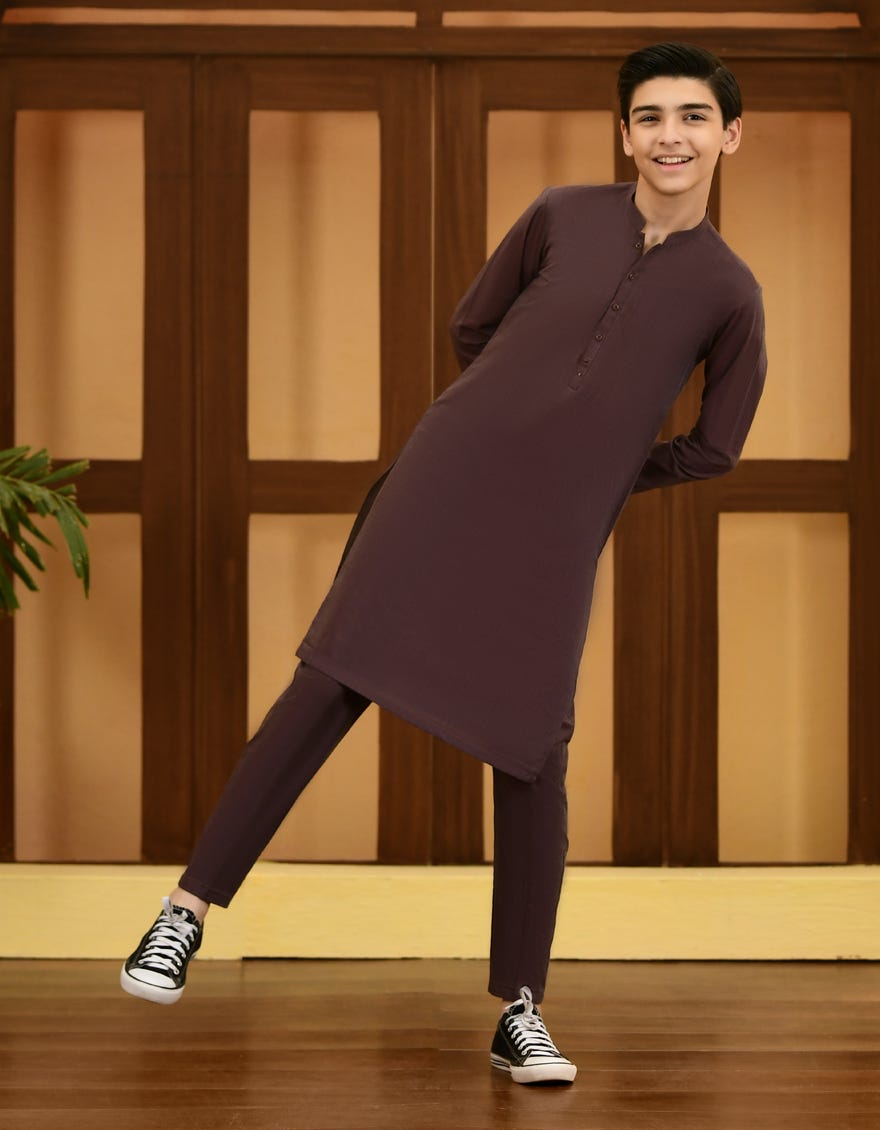 Plum Cotton Kurta Pajama | Jckp-A-38687