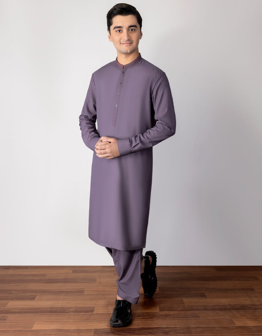 Purple Blended Teen Boy's Kameez Shalwar | Jtks-S-38691