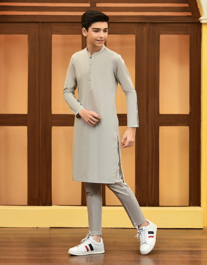 Ash Grey Blended Kurta Pajama | Jckp-S-38692