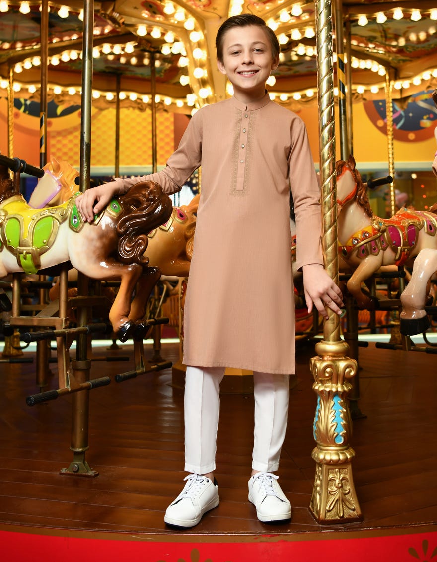 Peach Blended Kid's Kurta | Jck-S-38702