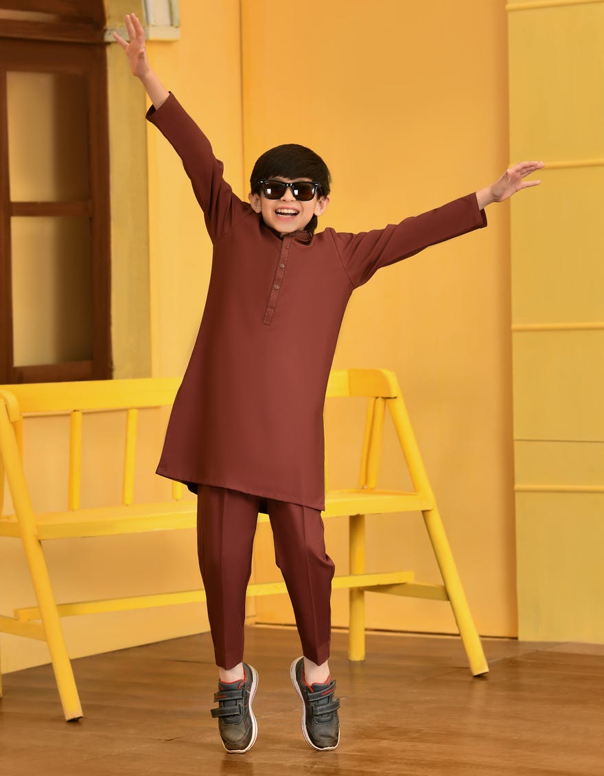 Dull Maroon Kurta Pajama | Jckp-S-38703