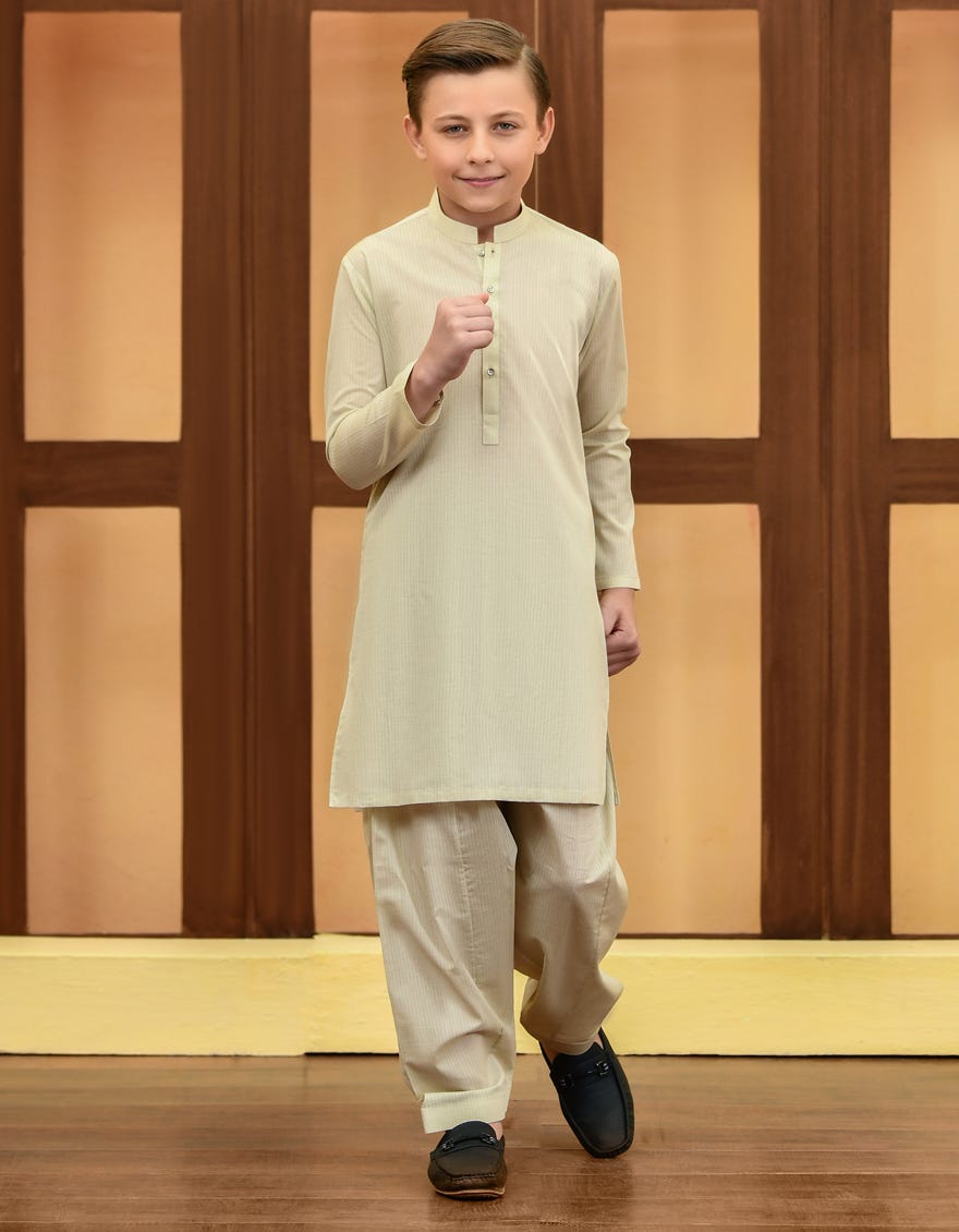 Fawn Blended Kid's Kameez Shalwar | Jcks-S-38706