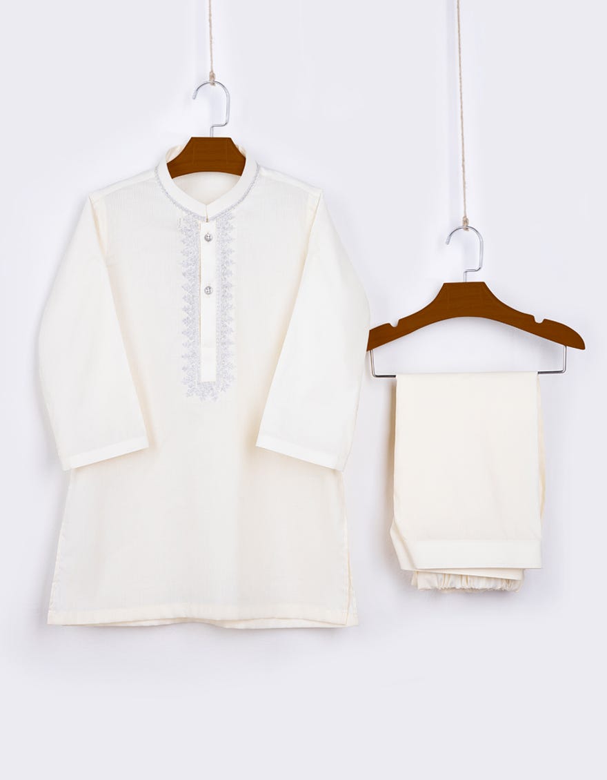 Cream Cotton Kameez Shalwar | Jjiks-S-38711