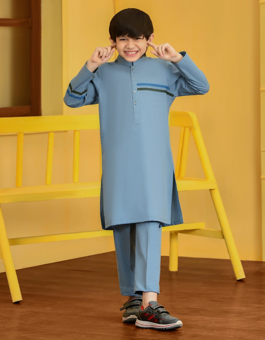 DULL BLUE BLENDED KAMEEZ SHALWAR | JCKP-S-38713