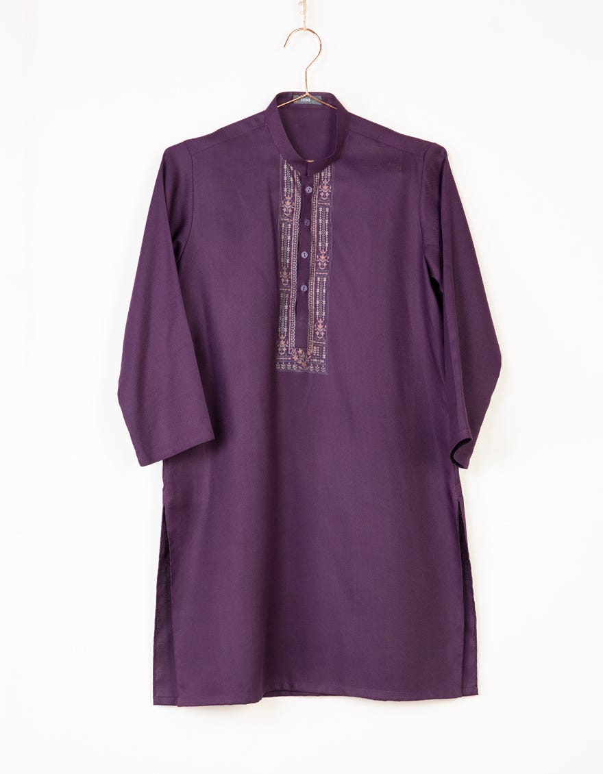 Dark Purple Blended Teen Boy's Kurta | Jtk-S-38714
