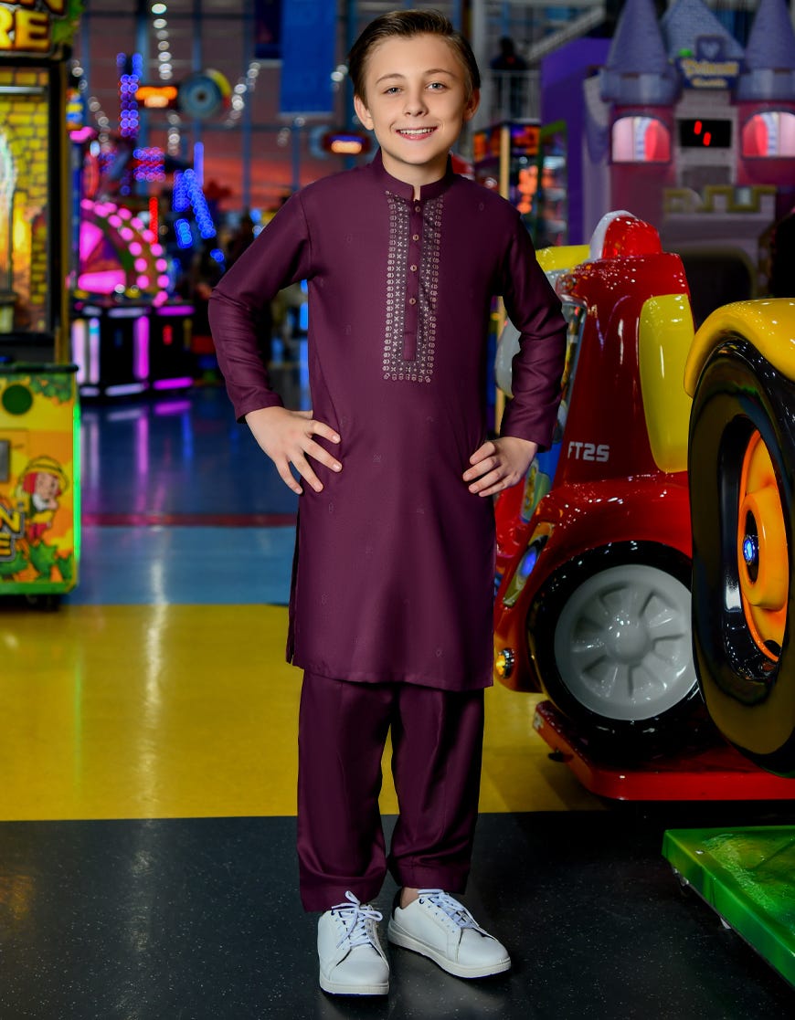 Plum Blended Kid's Kameez Shalwar | Jcks-S-38715