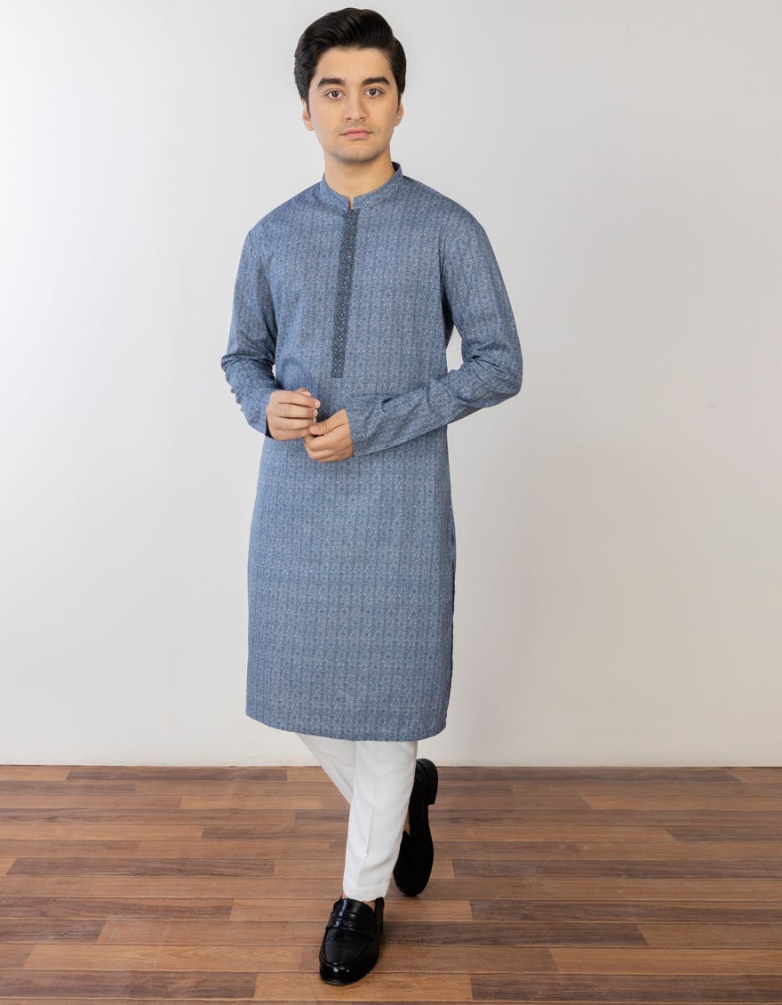 BLUE COTTON KURTA | JTK-S-38723