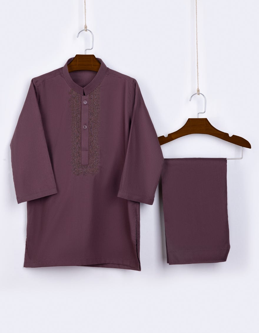 Mauve Cotton Kameez Shalwar | Jjiks-S-38727