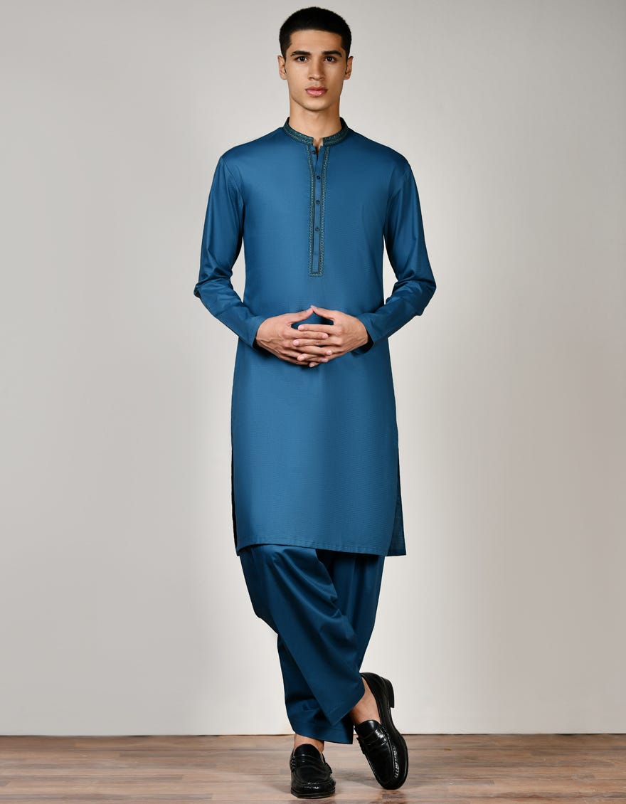 Sea Green Cotton Teen Boy's Kameez Shalwar | Jtks-S-38730