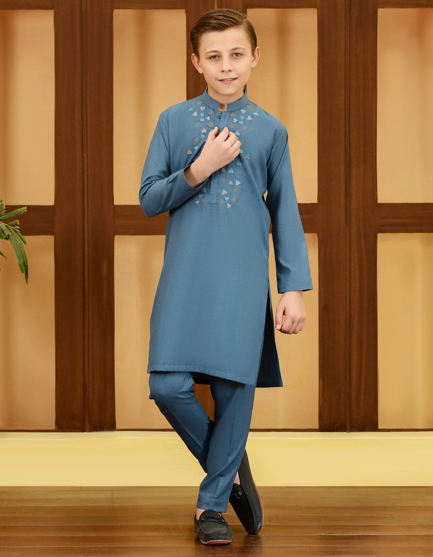 Light Blue Blended Kurta Pajama | Jckp-S-38731