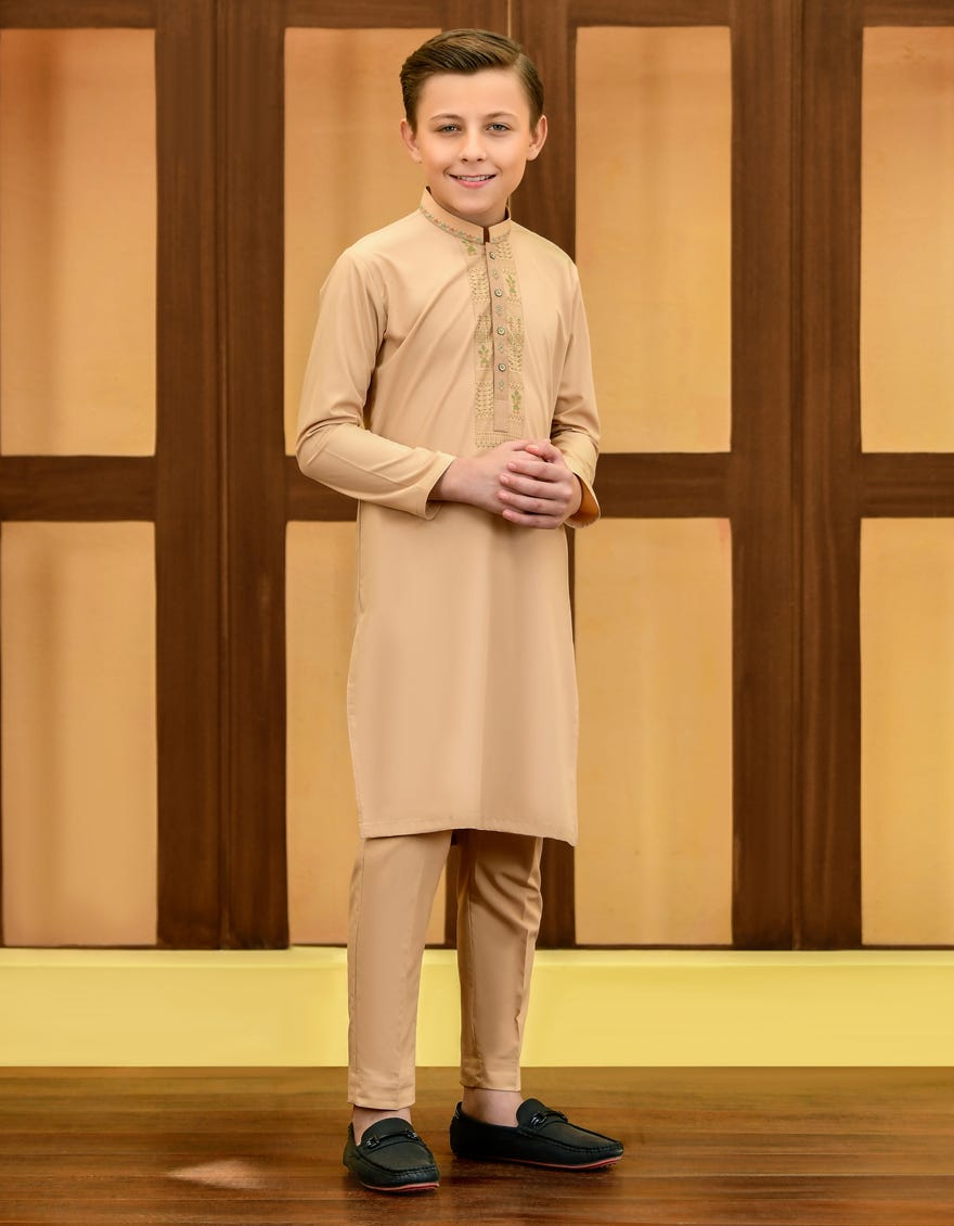 Beige Blended Kurta Pajama | Jckp-S-38743