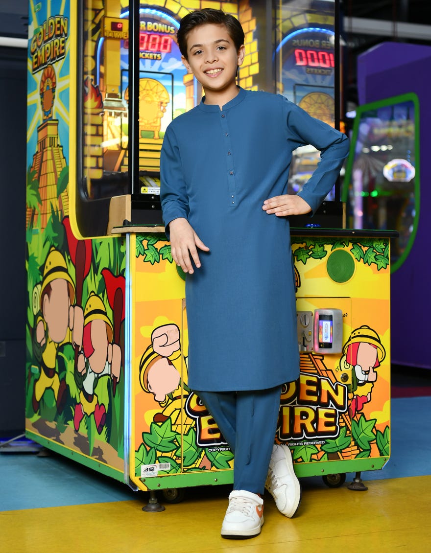 Prussian Blue Blended Kurta Pajama | Jckp-S-38756