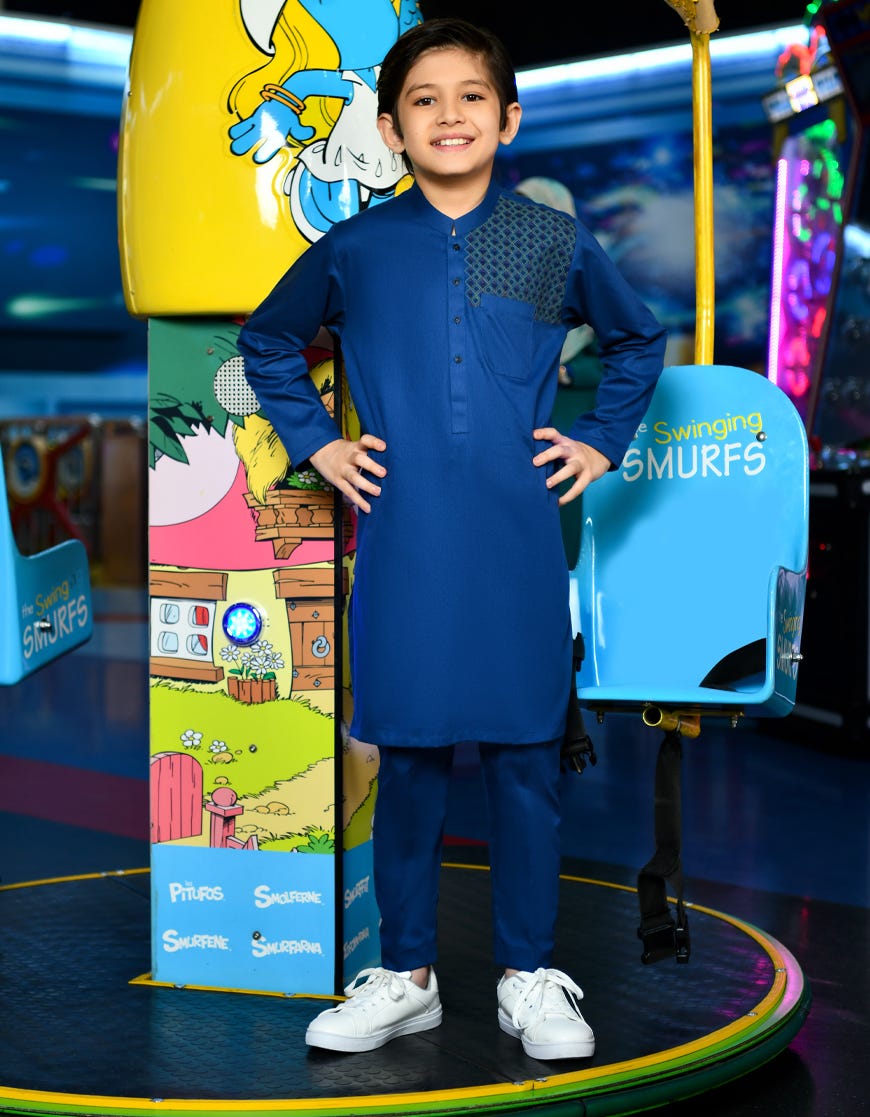 Persian Blue Cotton Kurta Pajama | Jckp-S-38765