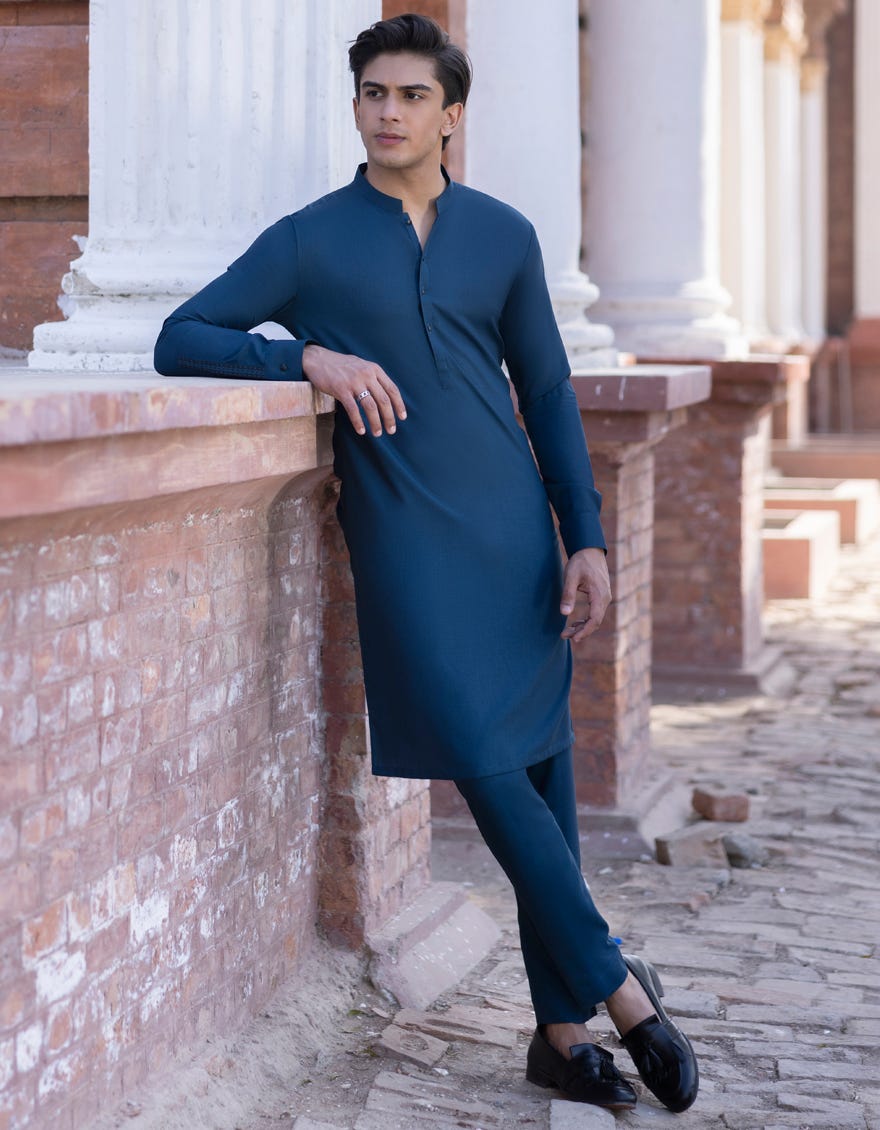 Royal Blue Blended Kurta Pajama | Jtkp-S-38769