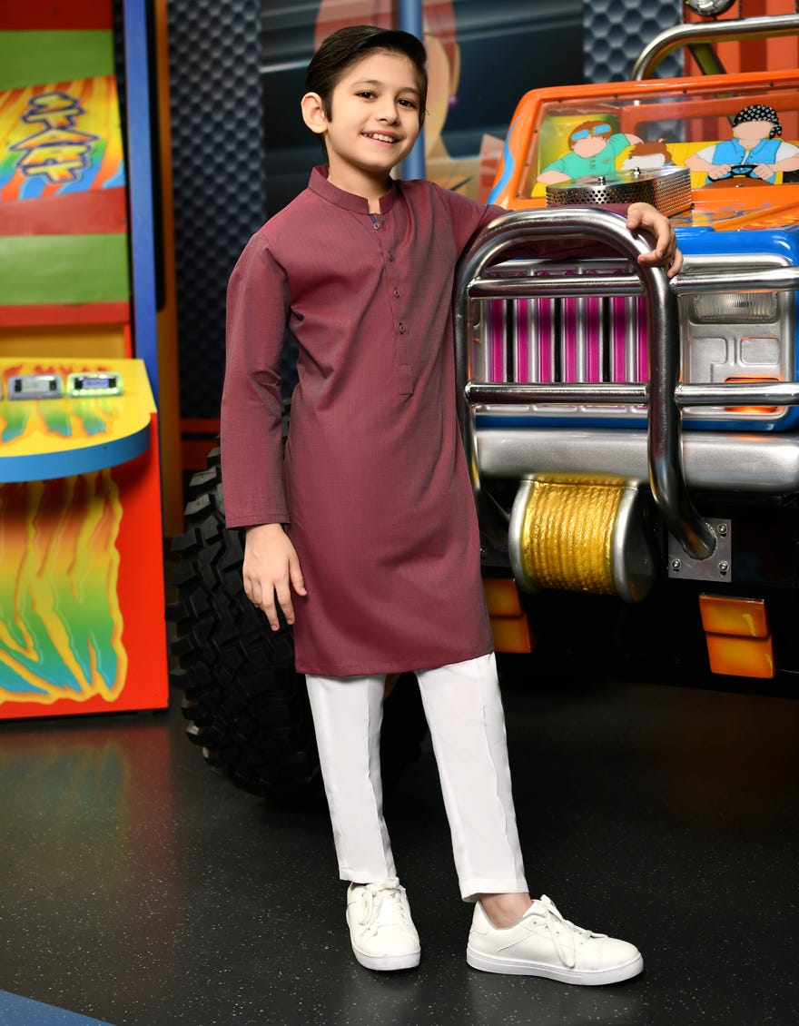 Plum Cotton Kid's Kurta | Jck-A-38770