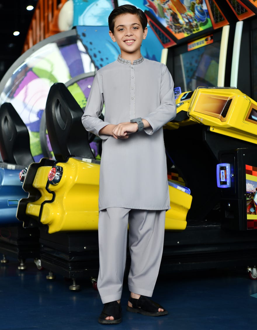 Pale Purple Polyester Kid's Kameez Shalwar | Jcks-S-38774