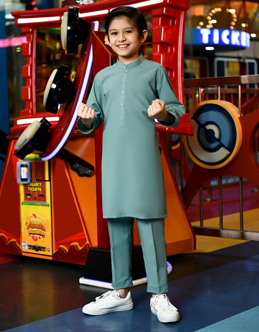 Sage Green Blended Kurta Pajama | Jckp-S-38777