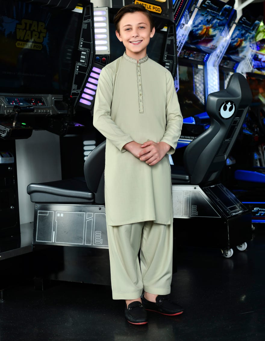 Light Green Cotton Kid's Kameez Shalwar | Jcks-S-38794