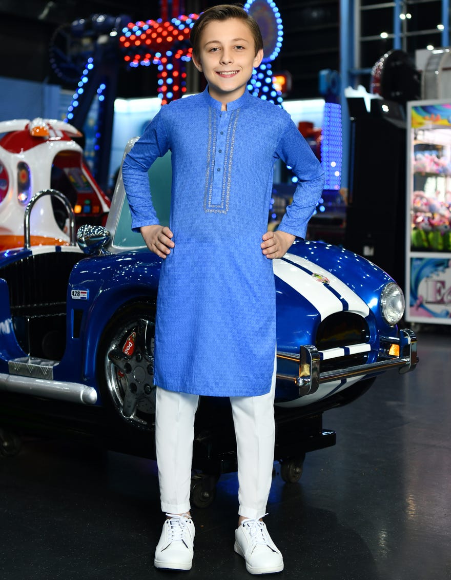 Blue Cotton Kid's Kurta | Jck-S-38801