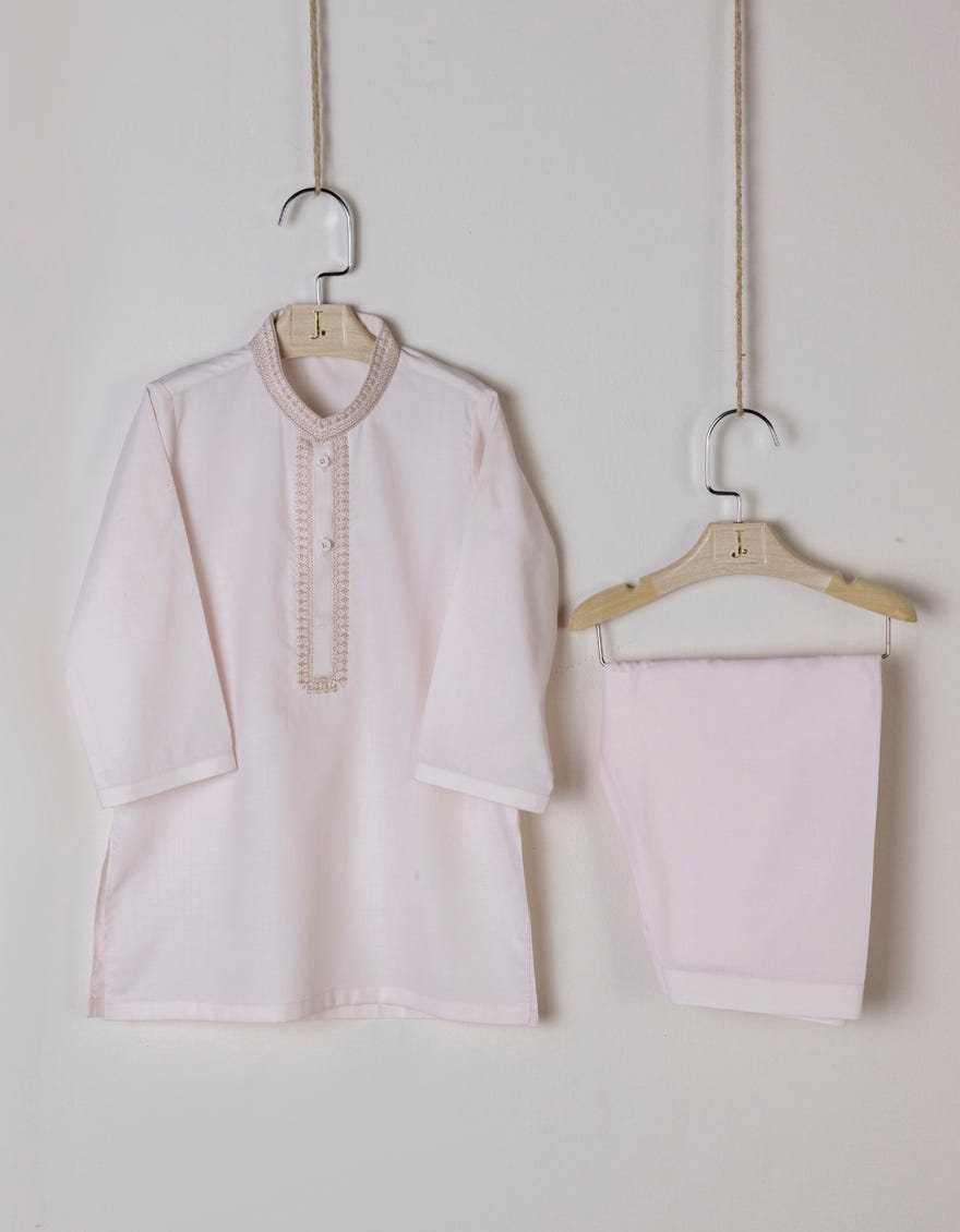 Powder Pink Polyester Kameez Shalwar | Jjiks-S-38811