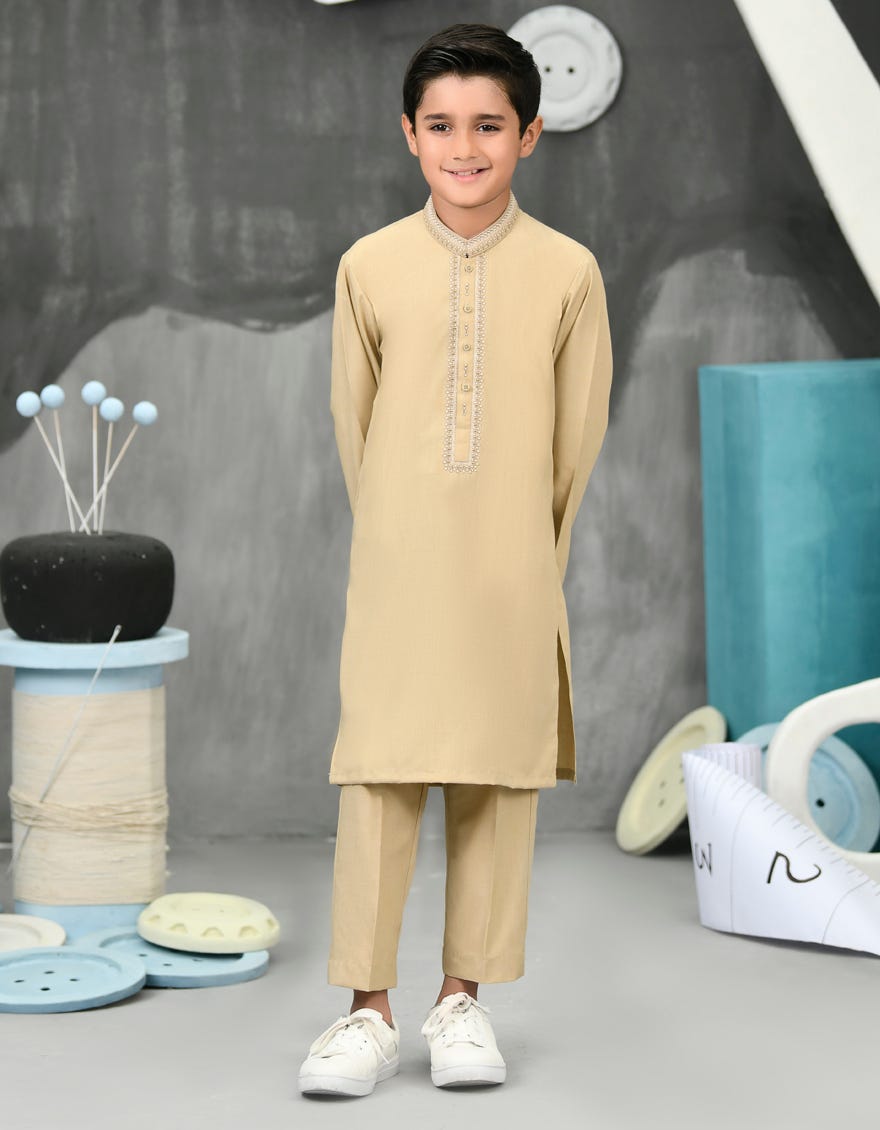 Beige Blended Kurta Pajama | Jckp-S-38813