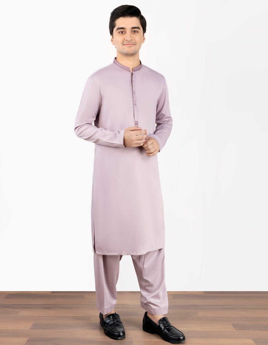 Lilac Blended Teen Boy's Kameez Shalwar | Jtks-S-38830