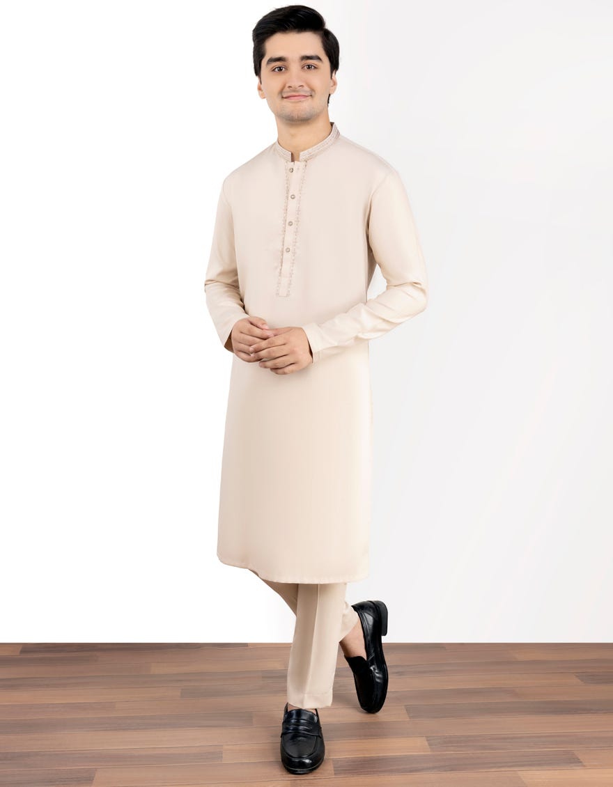 Fawn Blended Teen Boy's Kameez Shalwar | Jtks-S-38833