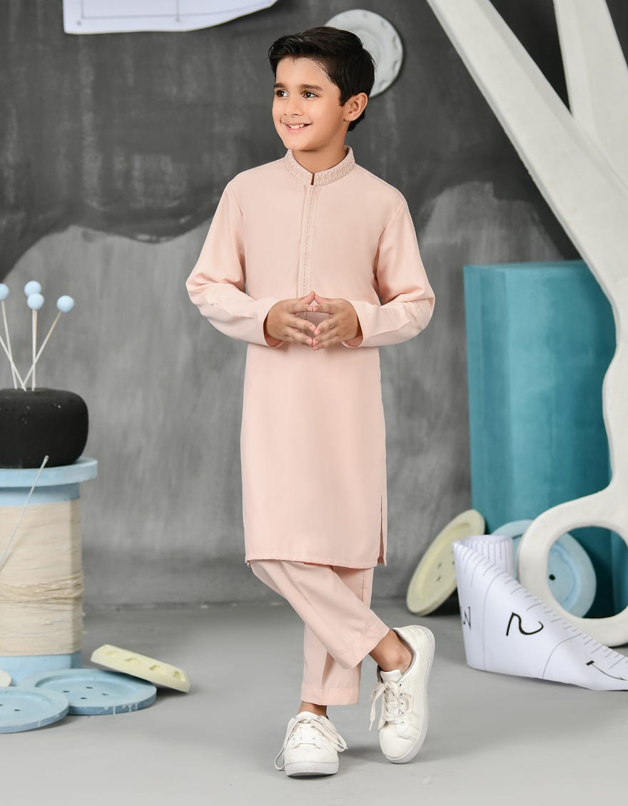 Baby Pink Blended Kurta Pajama | Jckp-S-38836