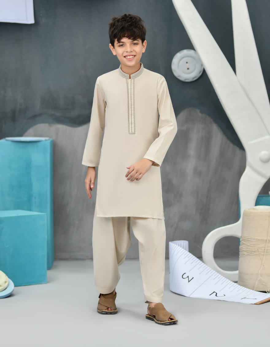Sand Cotton Kid's Kameez Shalwar | Jcks-S-38840