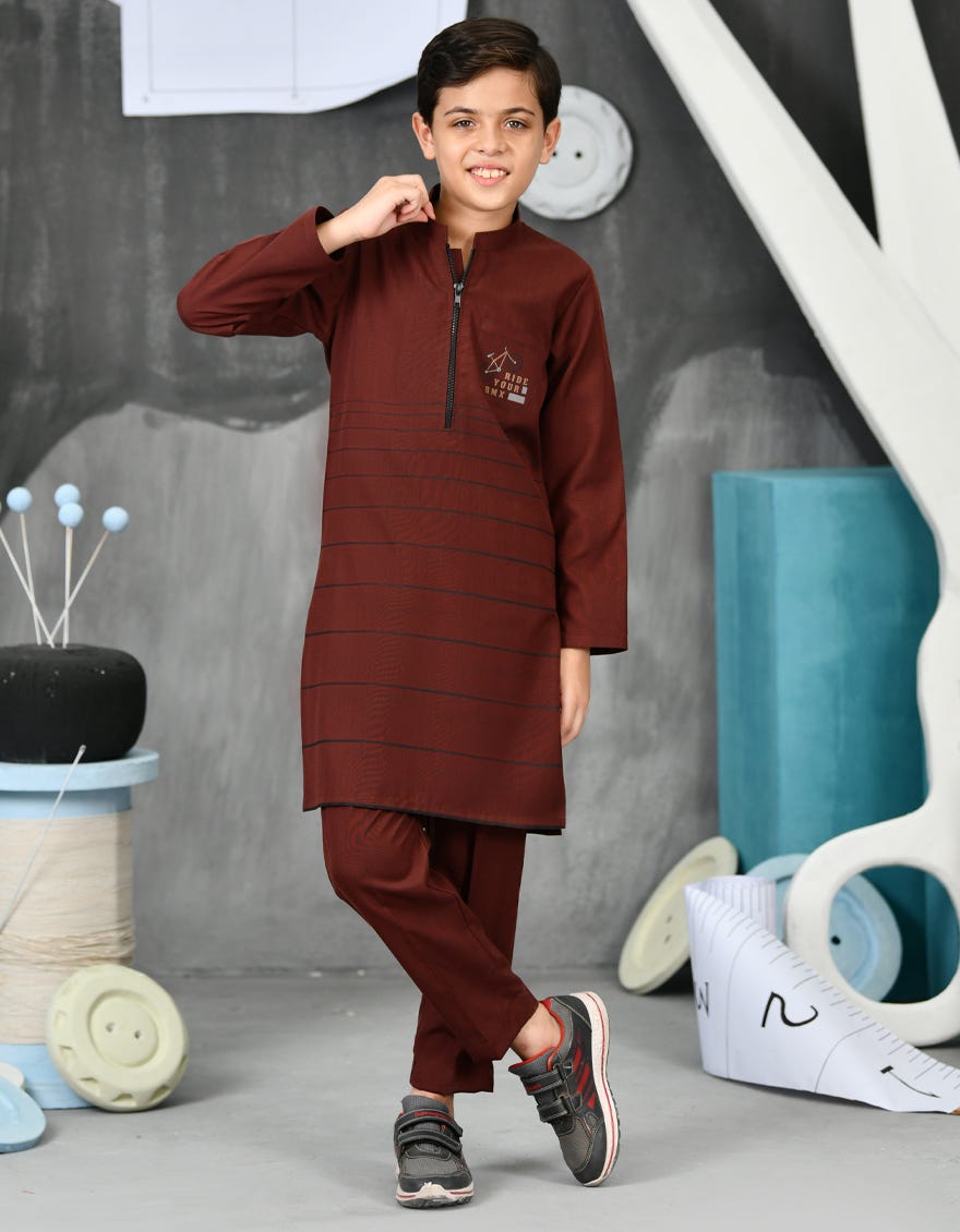 Brown Blended Kurta Pajama | Jckp-A-38841