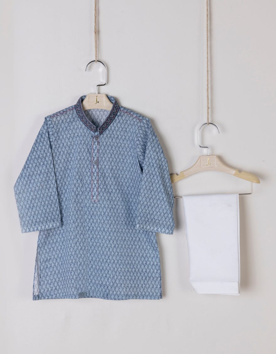 Sky Blue Cotton Kameez Shalwar | Jjiks-A-38855