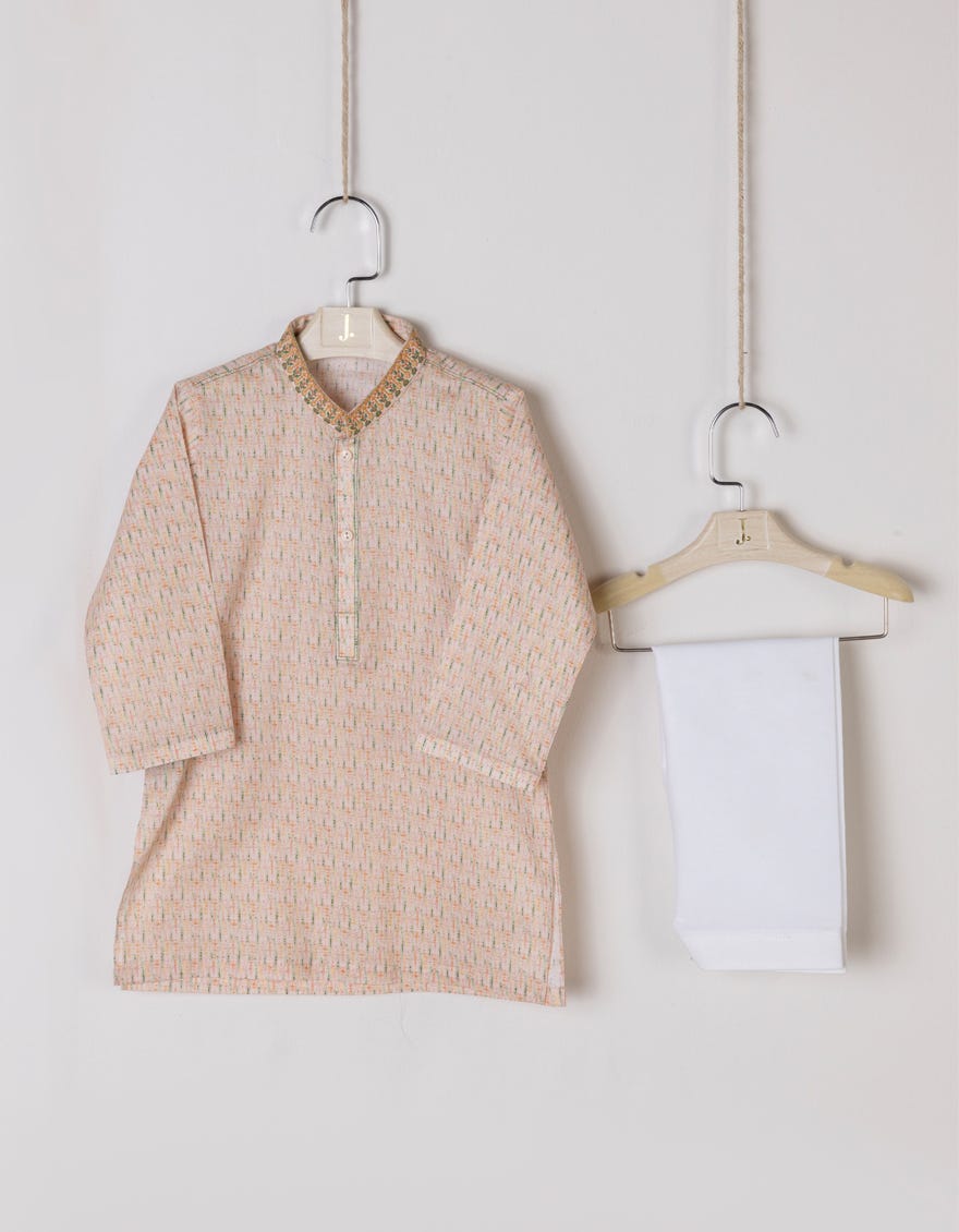 Peach Cotton Kameez Shalwar | Jjiks-A-38858