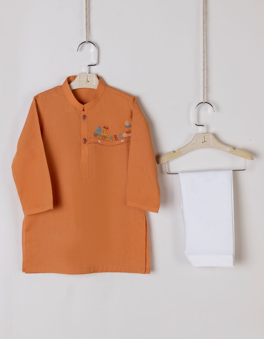 Orange Cotton Kameez Shalwar | Jjiks-A-38860
