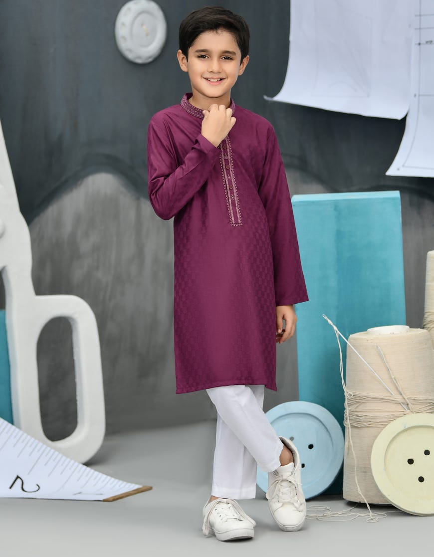 Purple Blended Kid's Kurta | Jck-A-38861
