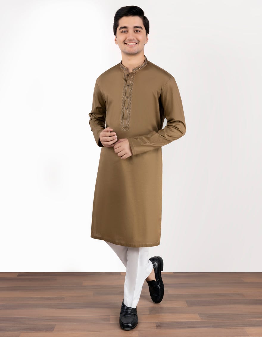 Yellow Cotton Teen Boy's Kurta | Jtk-S-38864