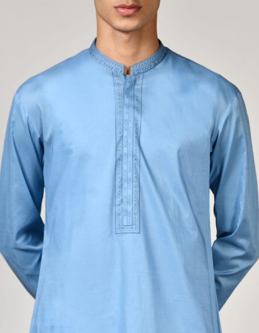 LIGHT BLUE COTTON KURTA | JTK-S-38866