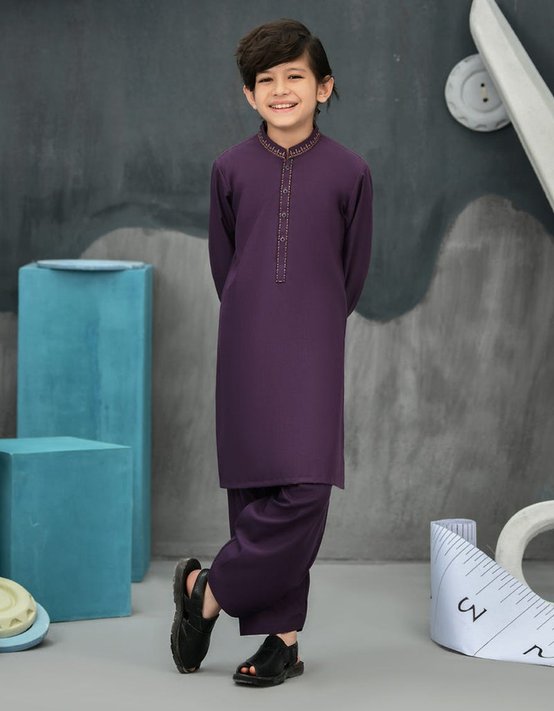 PURPLE BLENDED KURTA PAJAMA | JCKP-S-38871