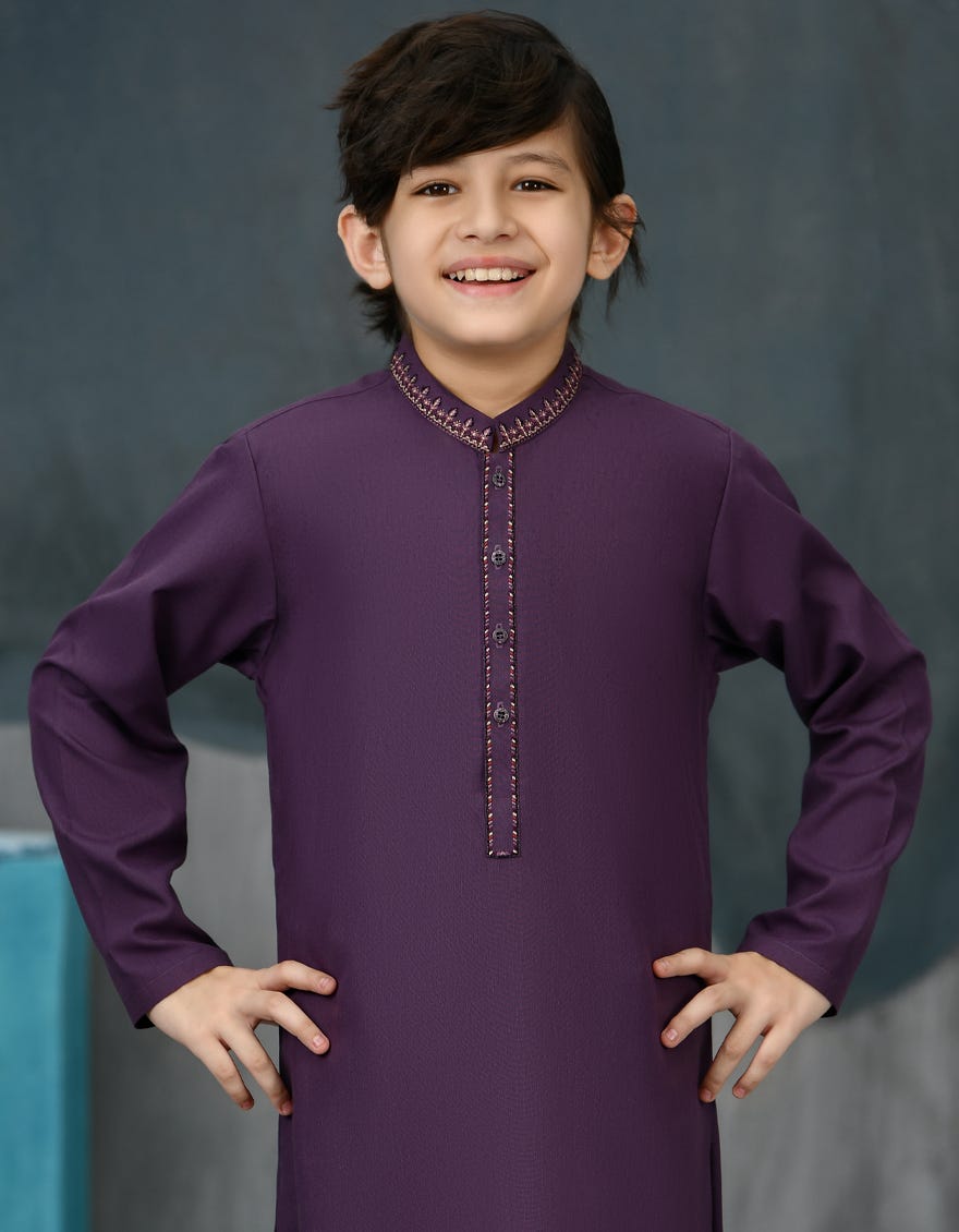 PURPLE BLENDED KURTA PAJAMA | JCKP-S-38871