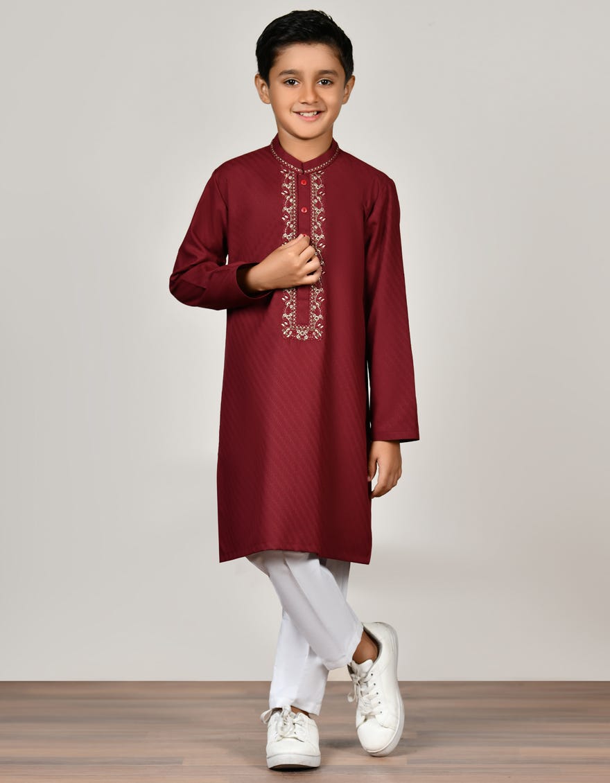 Purple Blended Kid's Kurta | Jck-S-38880